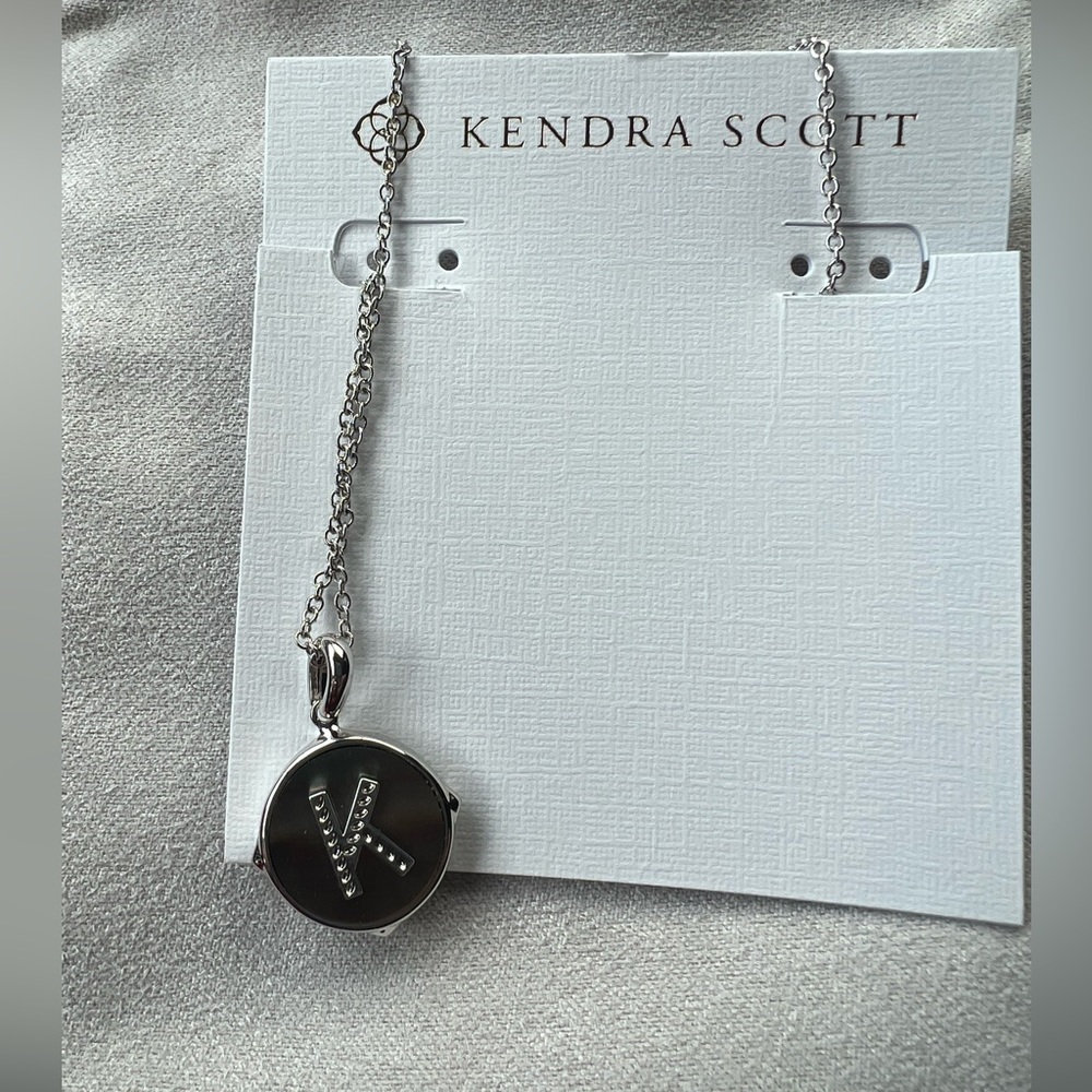 Kendra Scott silver disc initial k necklace